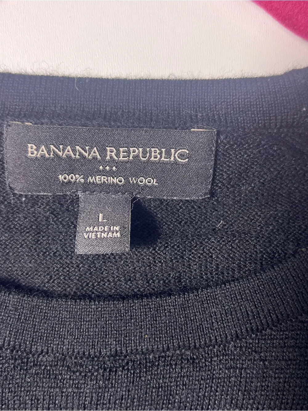 Banana Republic Merino Wool Knit Crew Neck Pullover Sweater Black Men’s L